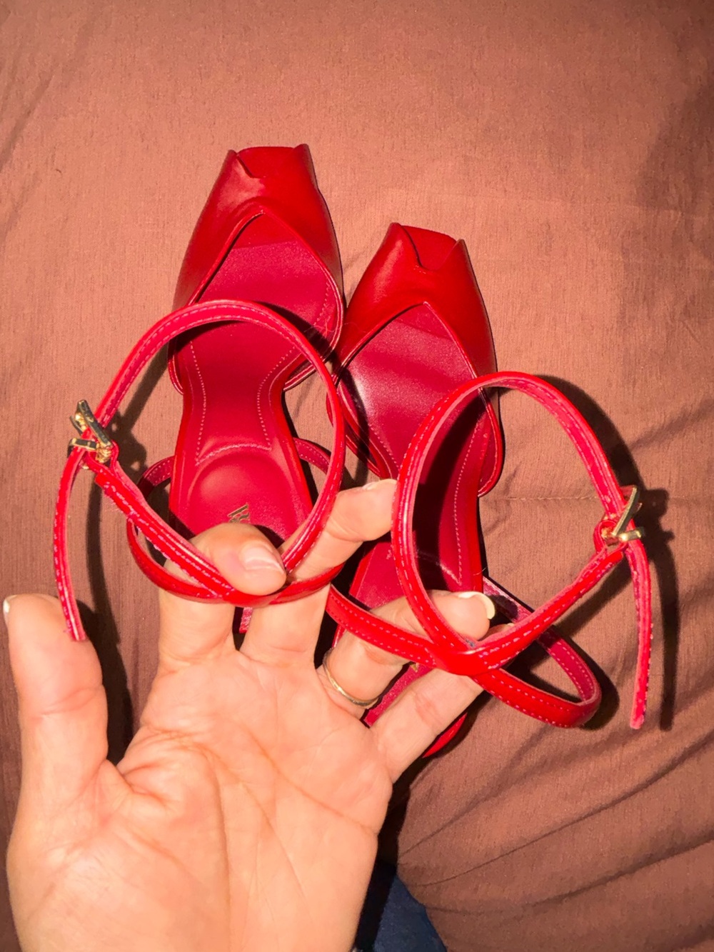 Zara Women’s Burgundy High-Heel Sandals - Picture 4 of 12